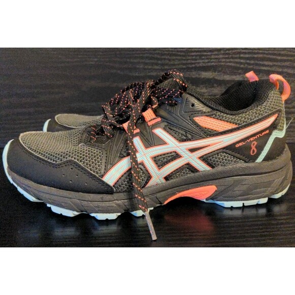 ASICS GEL VENTURE 8 WOMENS sz 6.5 BLACK CORAL RUNNING HIKING SHOE SNEAKER Nice - Picture 5 of 11